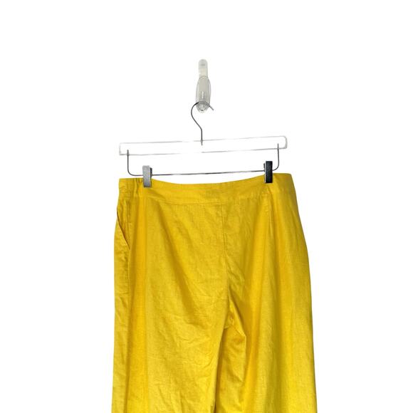 Talbots‎ Pants Linen Cotton Yellow Embroidered Cotton Lagenlook Vacation Size 10 - Picture 7 of 11